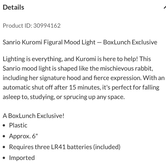 Sanrio Kuromi Figural Mood Light — BoxLunch Exclusive - Picture 12 of 12